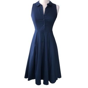 Gal Meets Glam Womens Size 00 Shirt Dress Fit and Flare Blue Peter Pan Collar